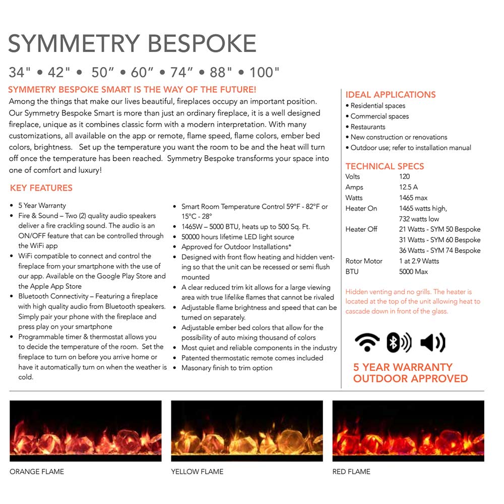 Amantii Symmetry Bespoke Built-In Electric Fireplace