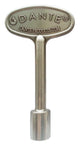 Dante universal valve key, satin nickel metal with embossed oval head