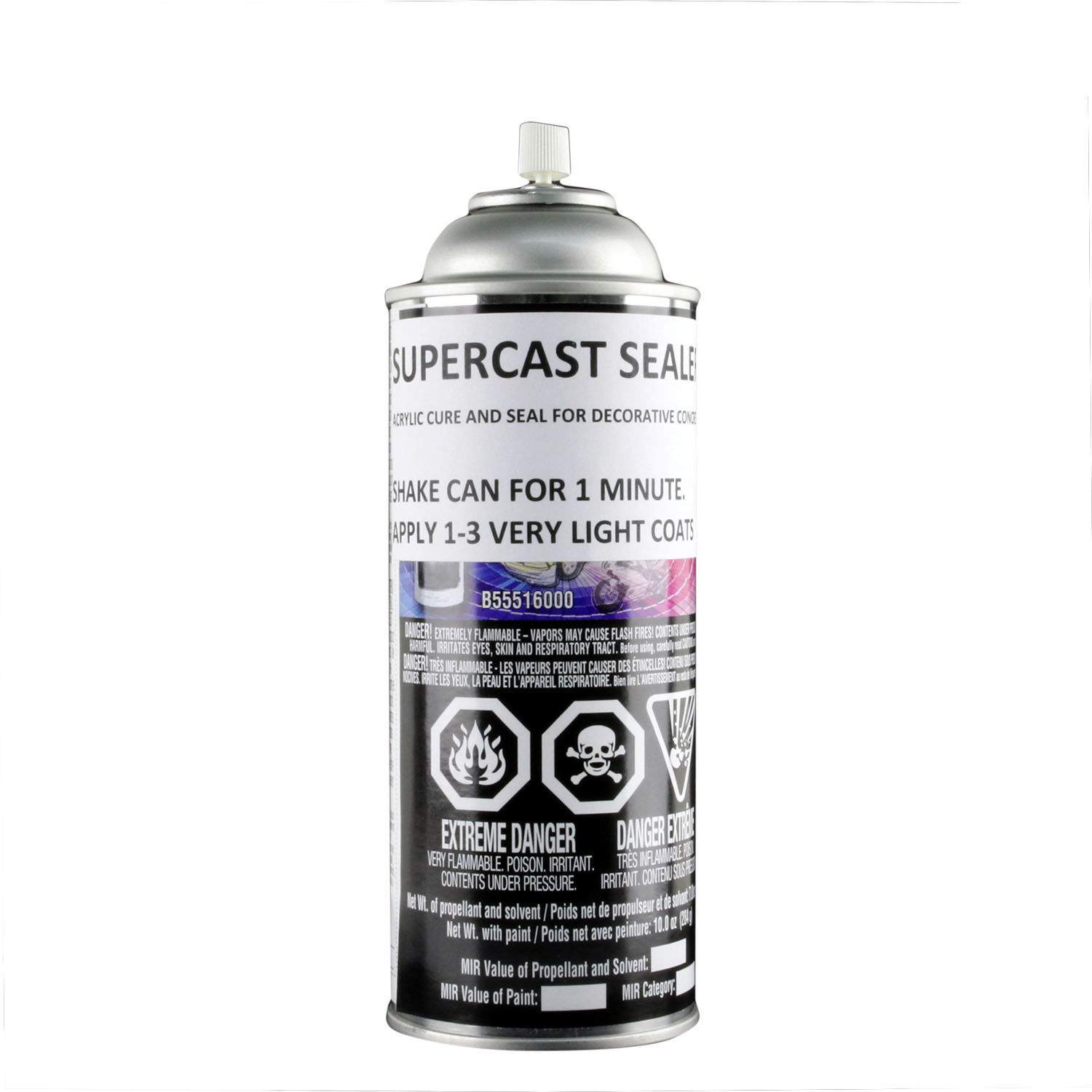 Spray sealer can with silver dome cap and printed label, metal finish