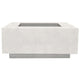 Concrete gas fire pit with rectangular burner opening, light finish, tabletop style