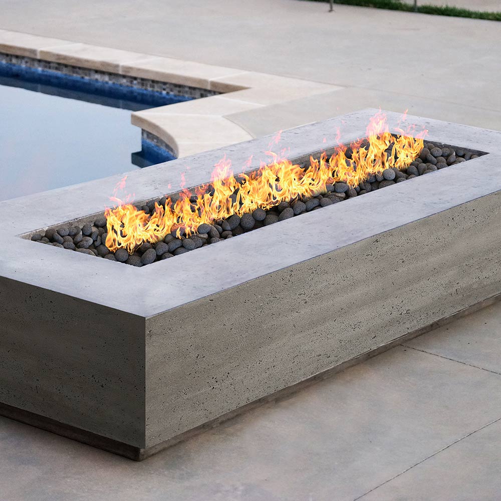 Prism Hardscapes PH-415 Tavola 6 Concrete Gas Fire Pit, 90x38-Inch