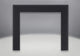 Fireplace trim kit with dark charcoal rectangular frame and two matching side legs