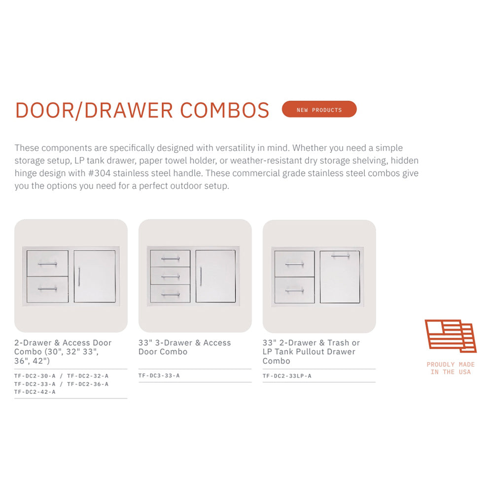 Door and drawer combo layout diagram with two drawers and access door