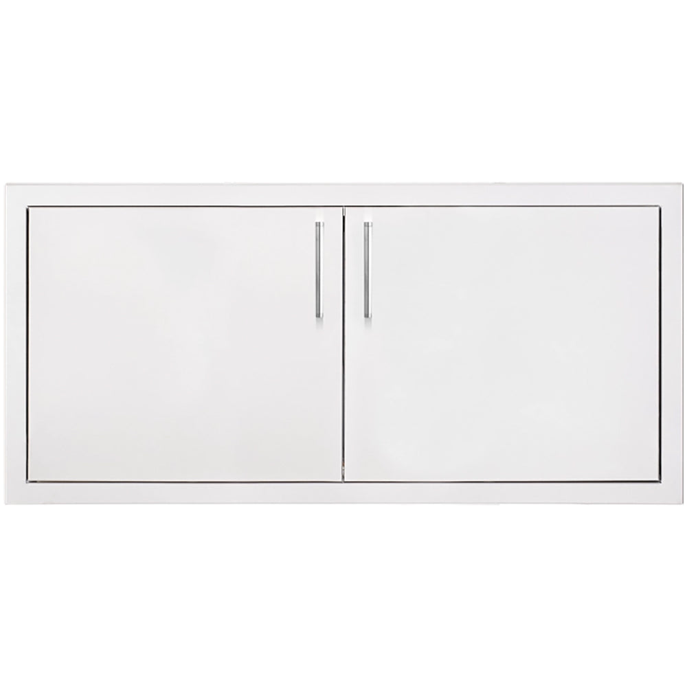 36-inch double access door with two white hinged panels and vertical center seam