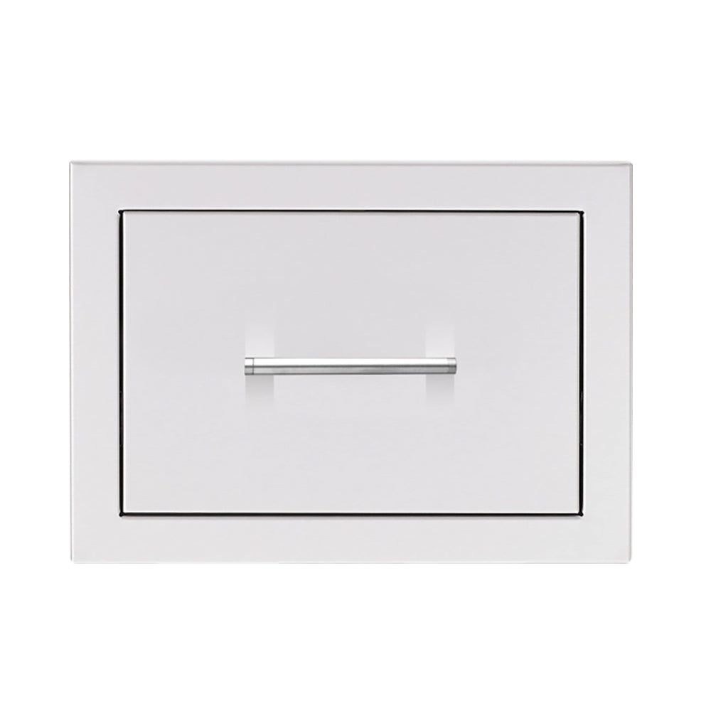 17-inch single drawer with metal handle and black trim on light gray face