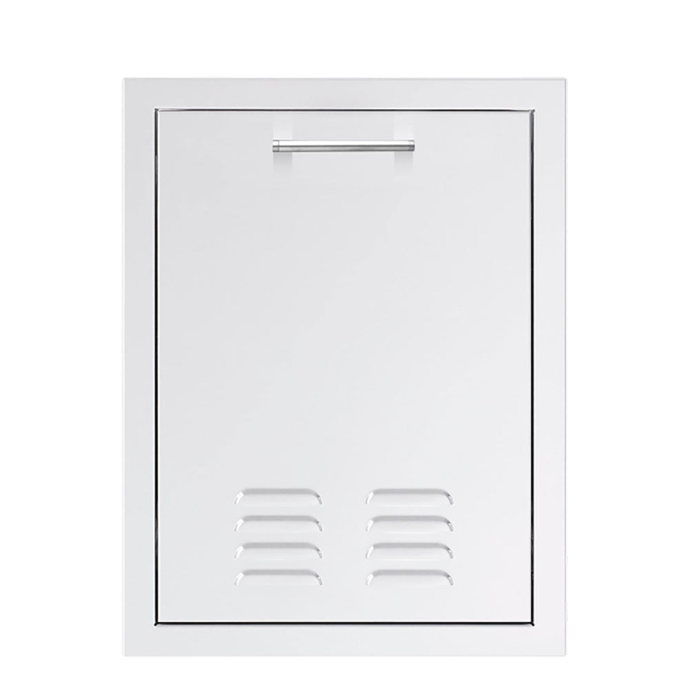 Vented propane tank drawer front panel with arched vent openings and handle slot