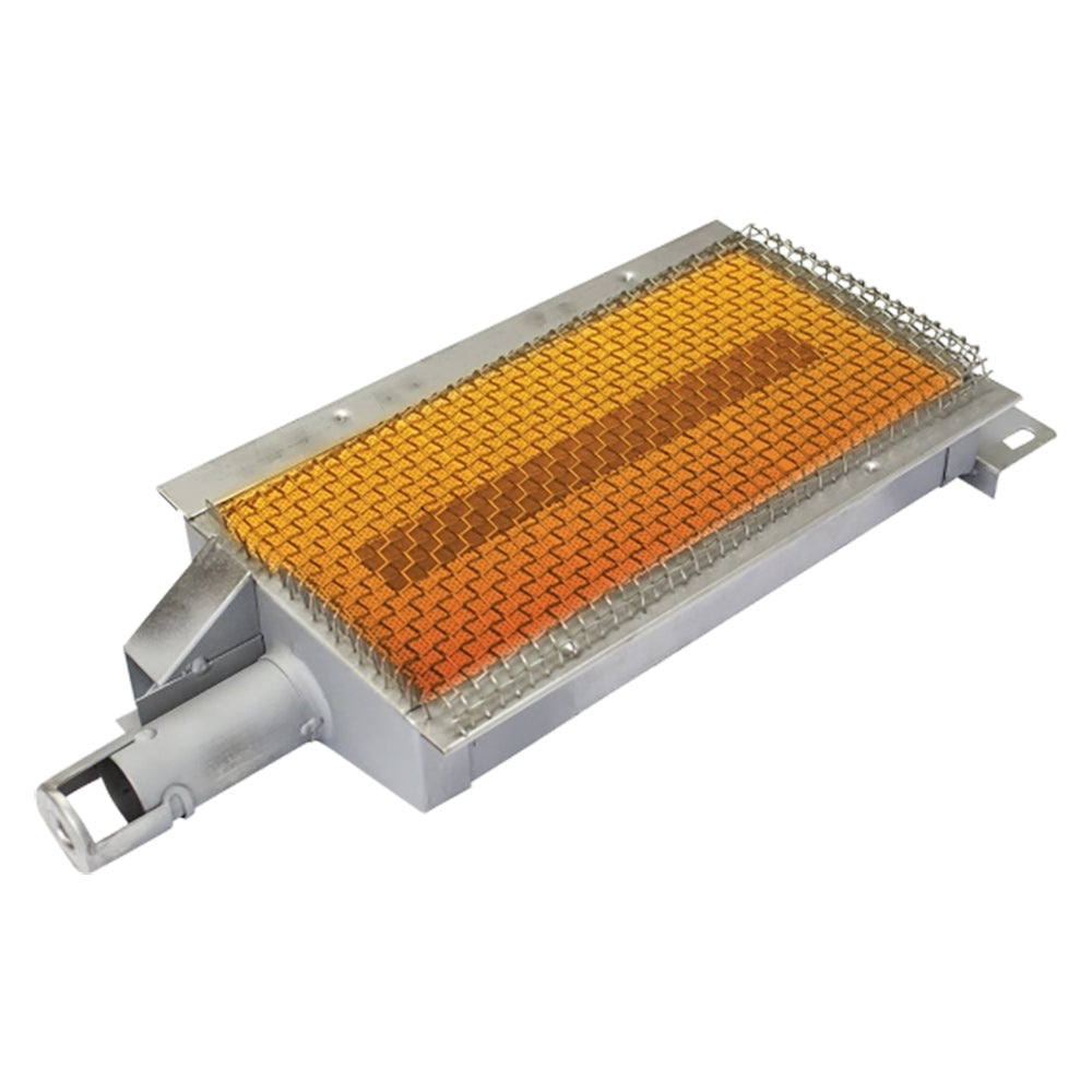 Stainless drop-in infrared sear burner with orange ceramic grid