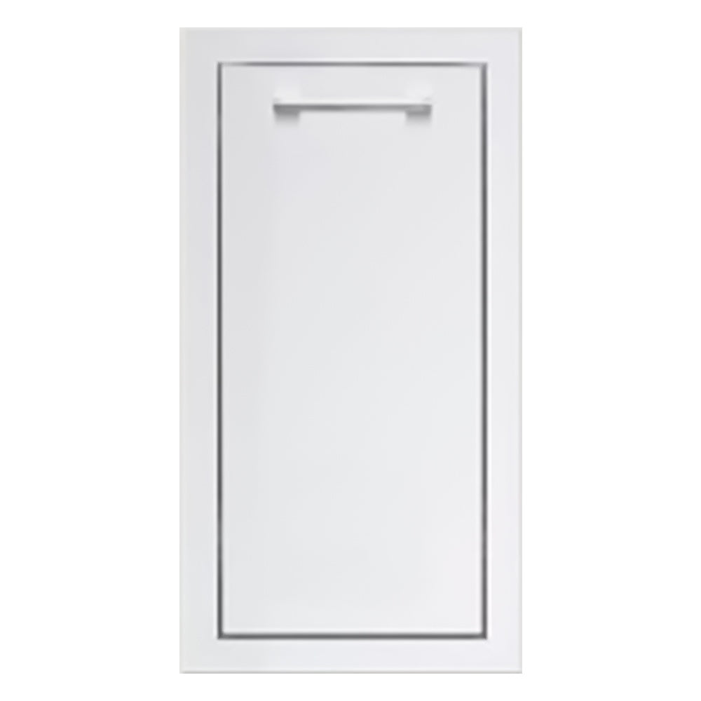 TrueFlame 14-inch narrow trash drawer, white frame with pull handle