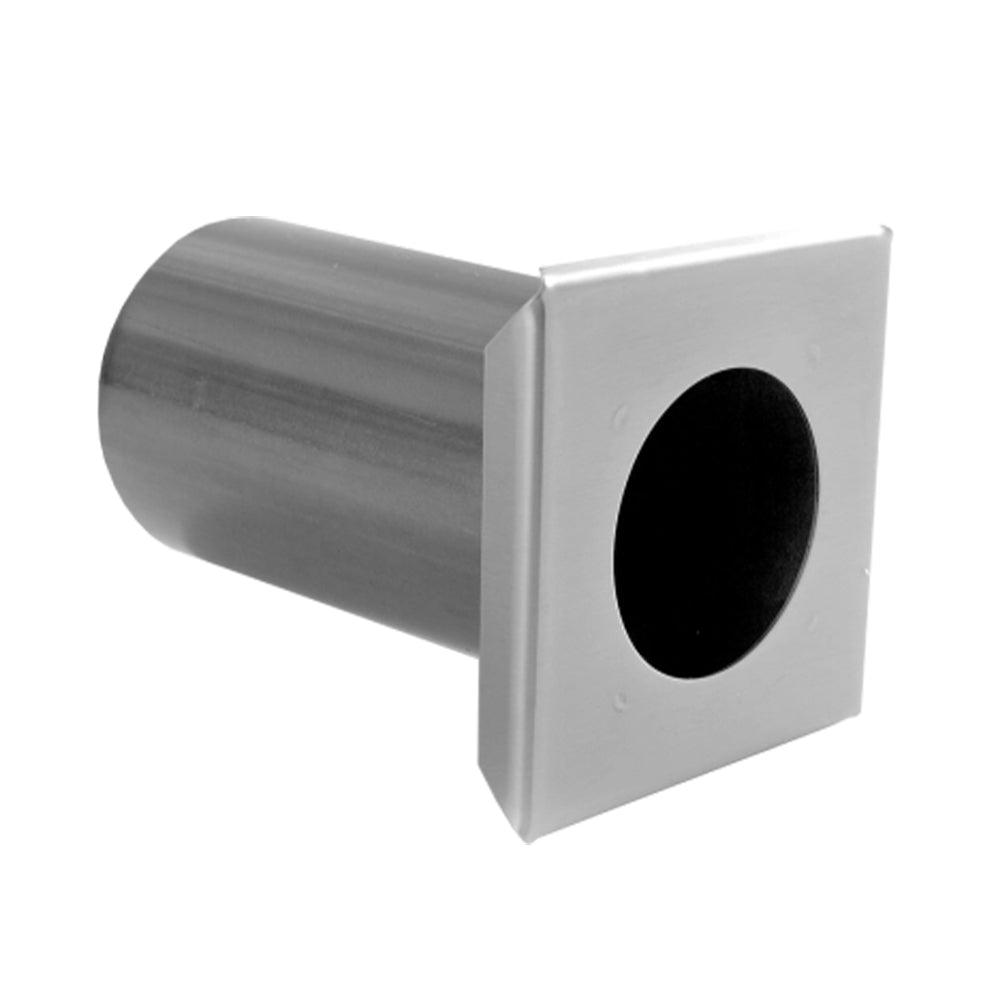 Metal countertop stanchion mount with brushed silver tube and square plate hole