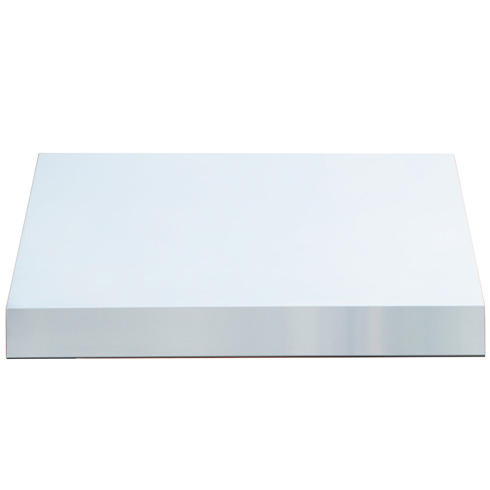Stainless steel outdoor vent hood cover, rectangular front with smooth top surface