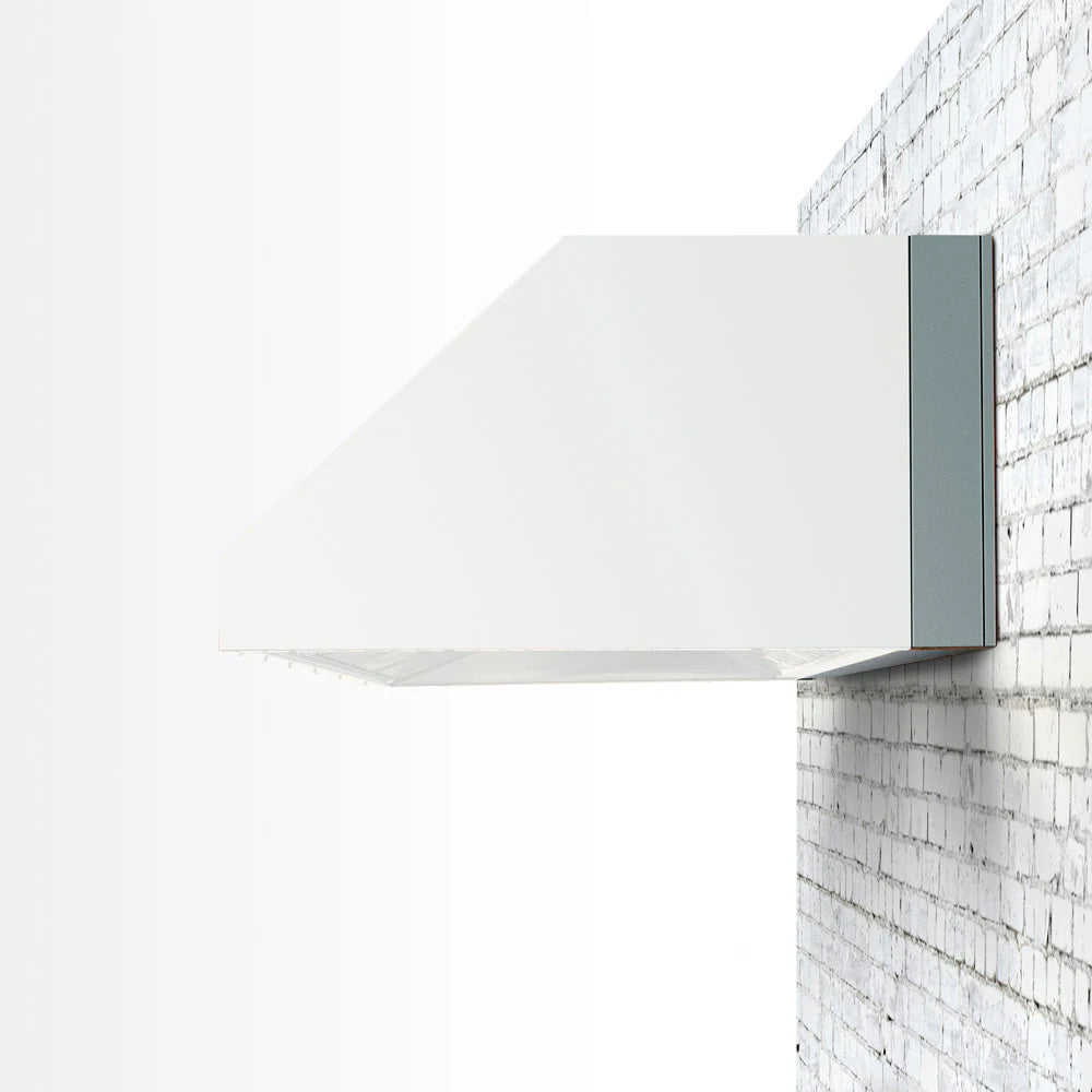 Vent hood spacer bracket with dark green back panel for wall mounting
