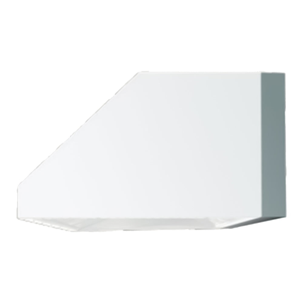 Vent hood spacer bracket, angled gray metal flange with mounting tab