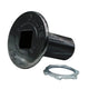 Flat black threaded floor plate and bolt with metal retaining ring
