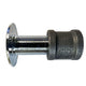 Chrome floor plate threaded connector with dark textured housing and screw threads