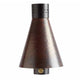 Outdoor gas torch head with hammered copper cone, black top, brass control cap