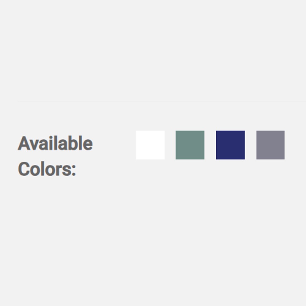 Color options swatches for teak sling footrest: white, moss, navy, gray