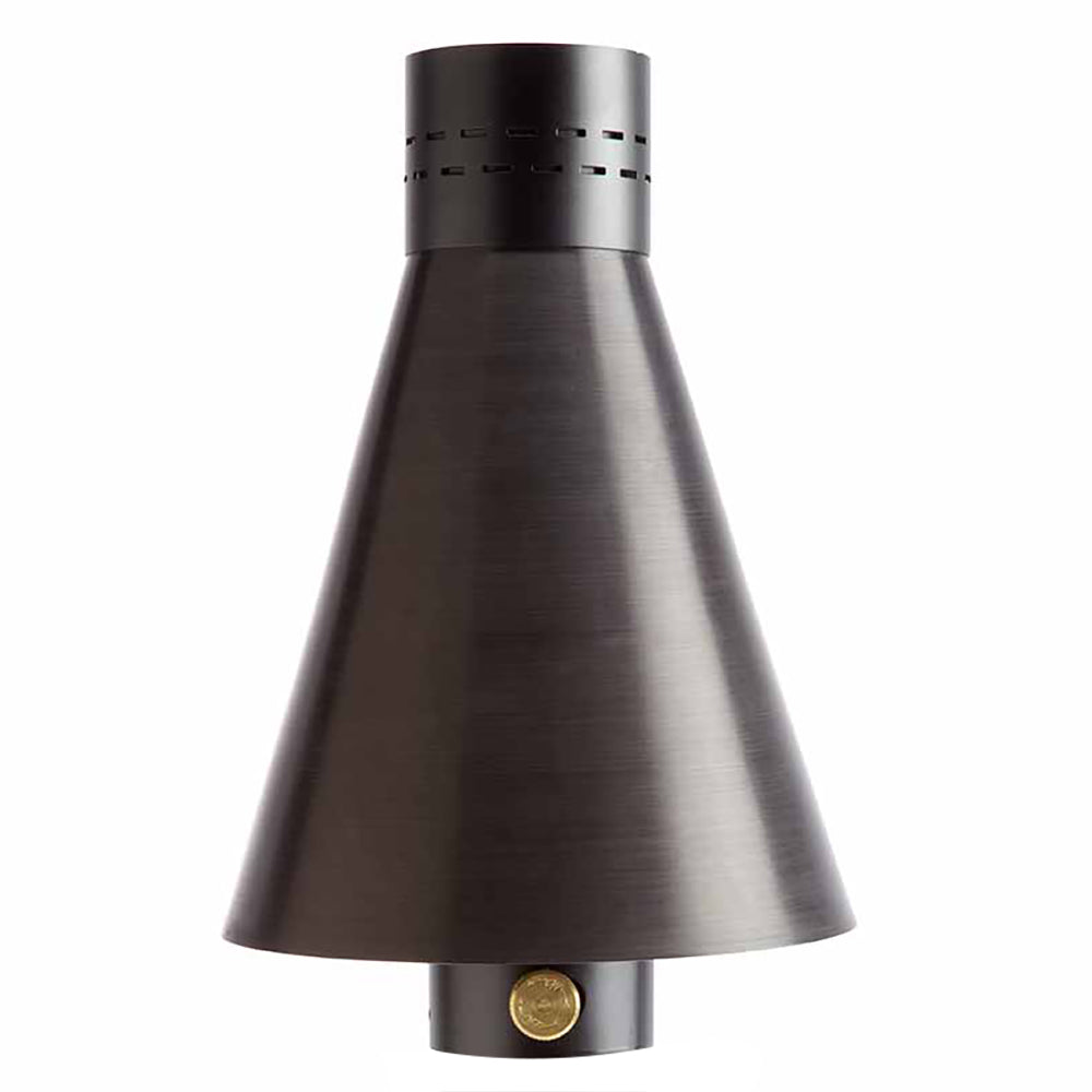 Match light torch head with black collar and brushed aluminum hood