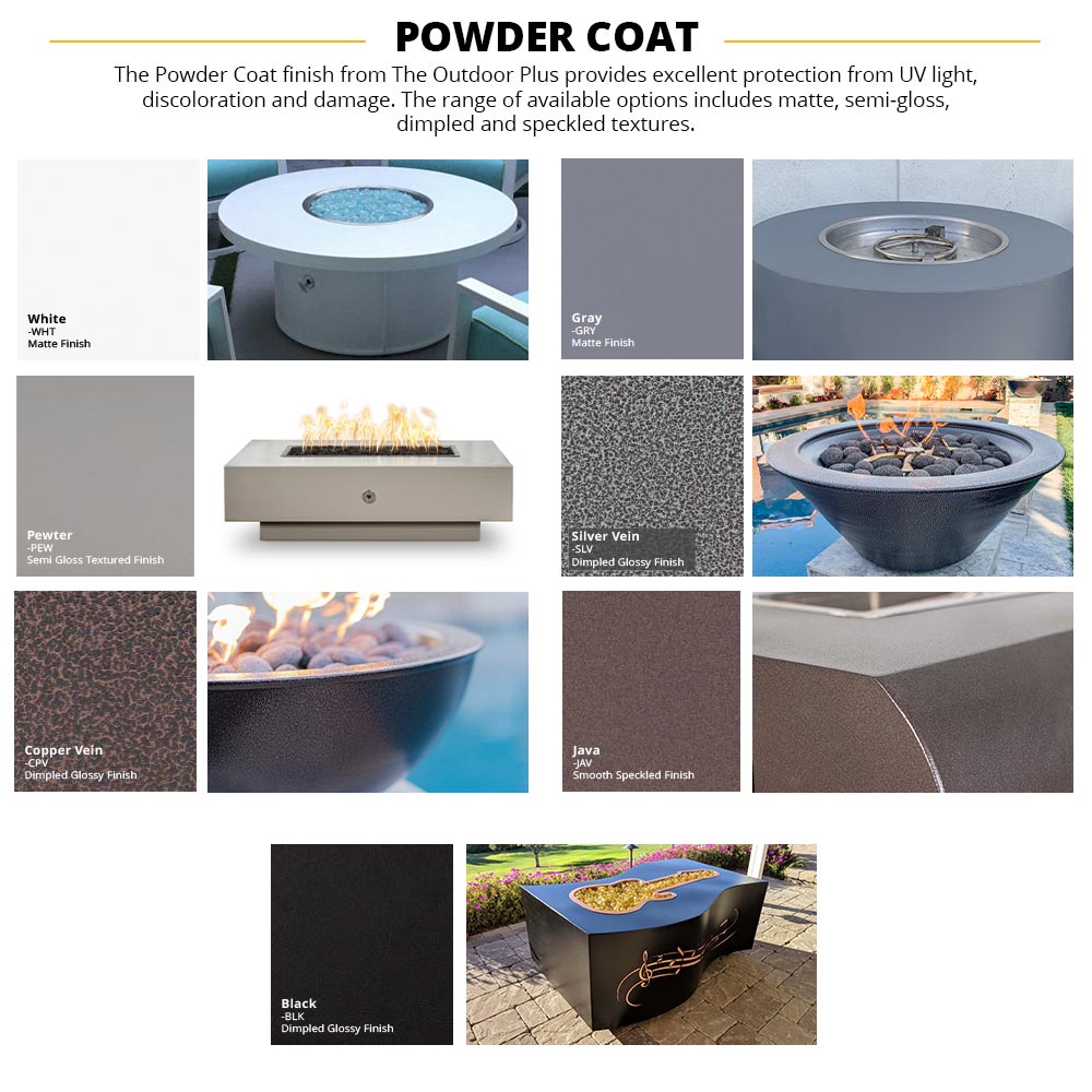 TOP Fires by The Outdoor Plus Avalon 24-Inch Tall Linear Powder Coated Steel Gas Fire Pit