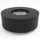 Round metal fire pit with central burner, matte black finish