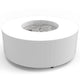 Round metal fire pit with central burner, white finish