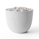 Lightweight concrete fire bowl with ivory beachstone rocks