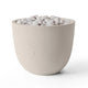 Lightweight concrete fire bowl with ivory beachstone rocks