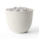 Lightweight concrete fire bowl with ivory beachstone rocks