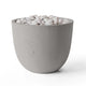 Lightweight concrete fire bowl with white lava stones