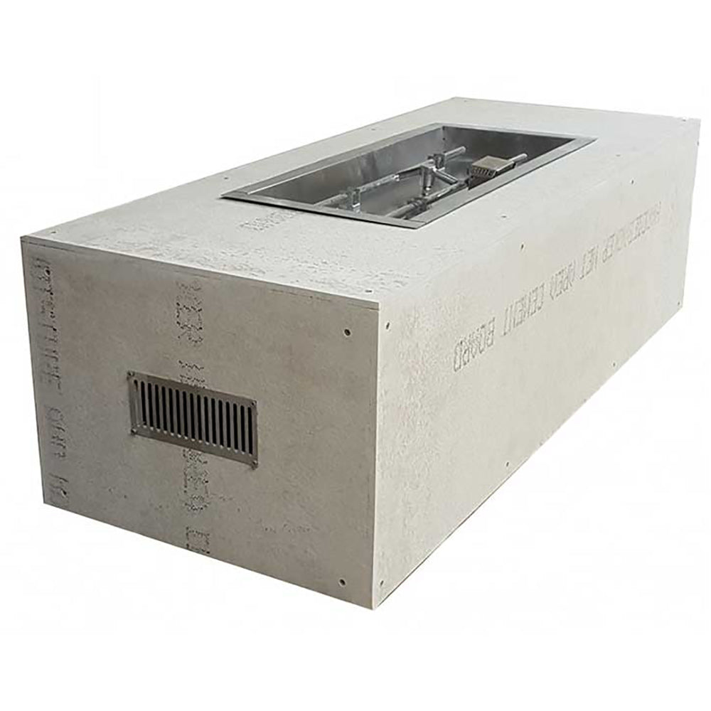 Rectangular fire pit enclosure side panel with vent grille and top burner opening