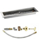 Linear fire pit burner trough kit with burner manifold and brass valve face plate