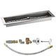 Linear fire pit burner trough kit with manifold fittings, chrome valve face plate