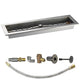 Linear gas fire pit burner trough with gas connection kit and brass control valve