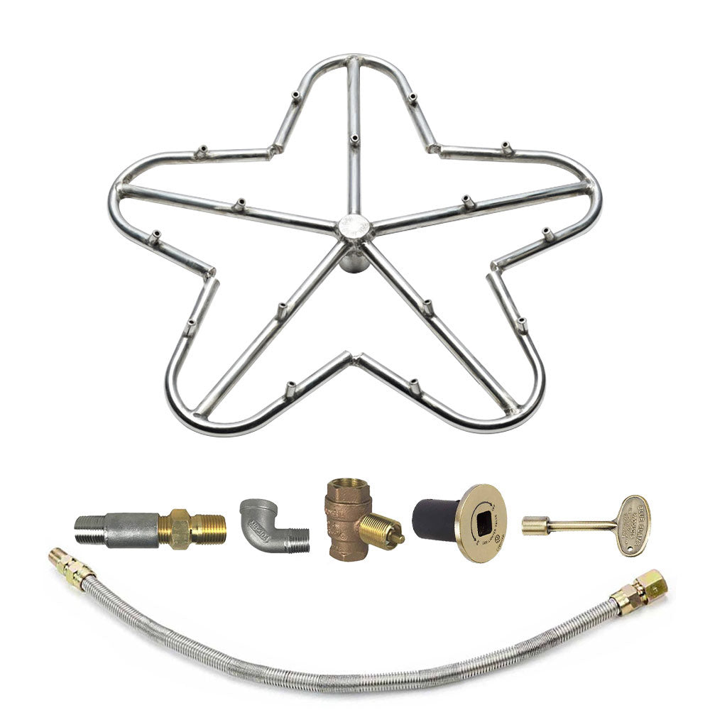 Stainless steel burner torpedo kit with crossed nozzle ring and connected hoses