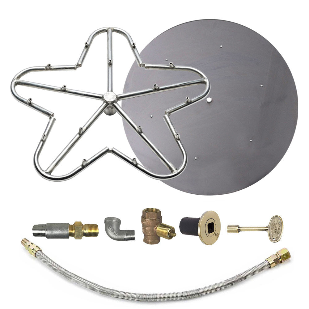 Stainless steel burner torpedo kit with round burner pan, nozzle ring and valve fittings