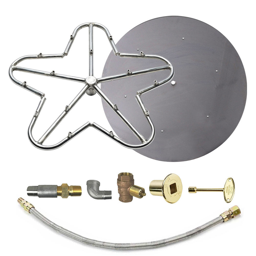 Stainless steel burner torpedo kit with round burner pan and gold ignition cap