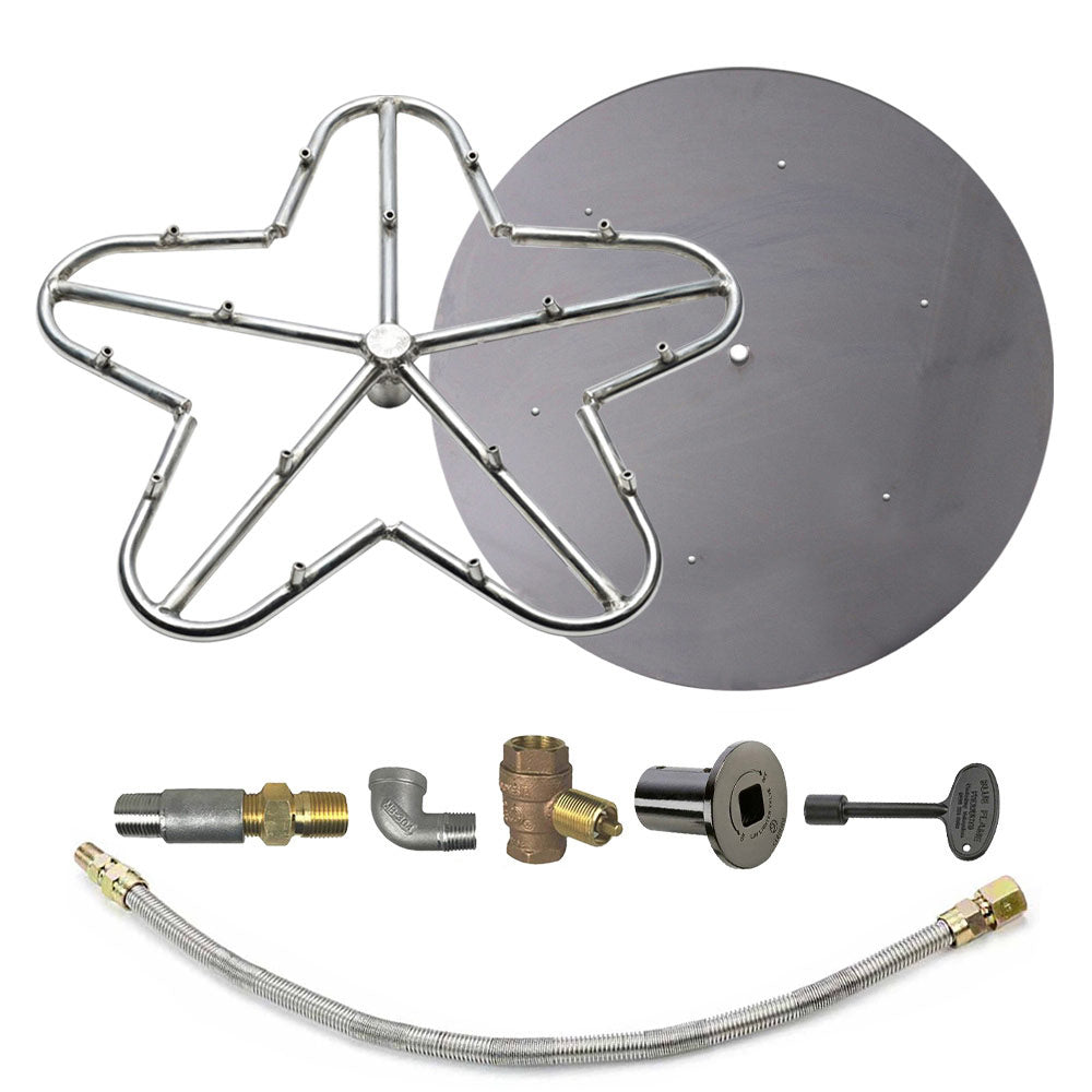 Spotix Penta fire pit burner kit with metal burner ring, connectors, and flexible gas hose