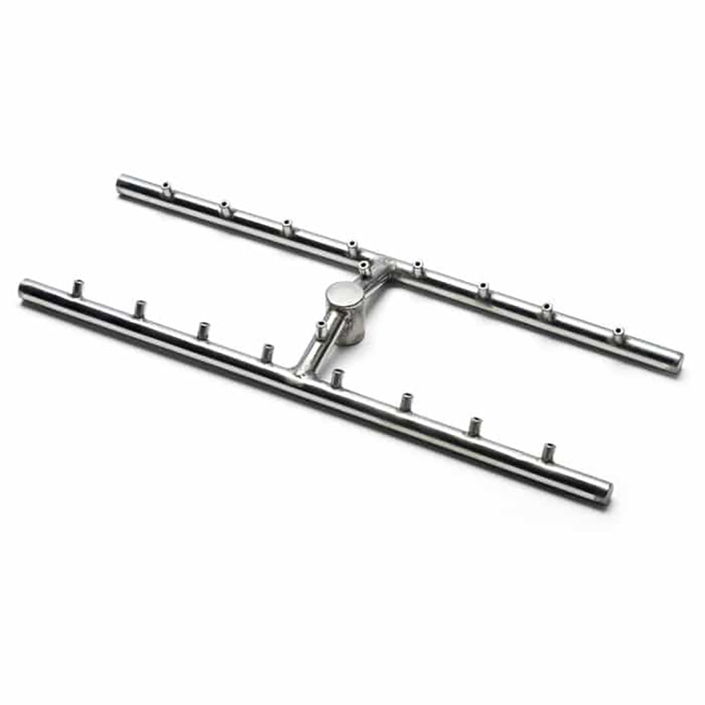 Burner support rails with mounting bracket for fire pit enclosure