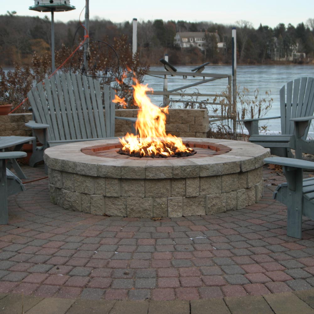 HPC Fire Penta Electronic Ignition Gas Fire Pit Kit with Round Flat Pan and Torpedo Burner