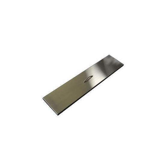 Rectangular stainless steel fire pit cover with long access opening