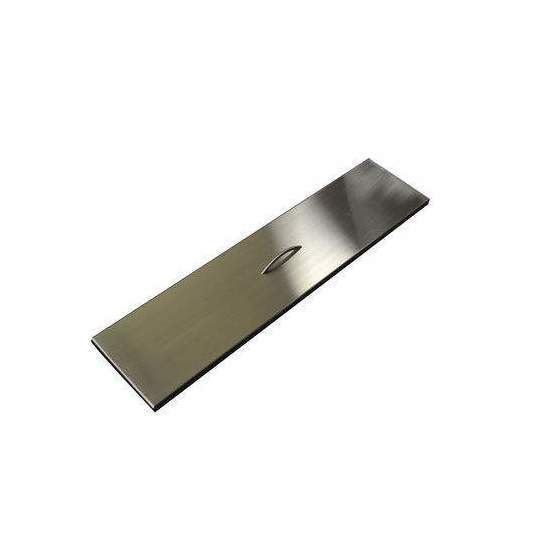 Rectangular stainless steel fire pit cover with handle slot