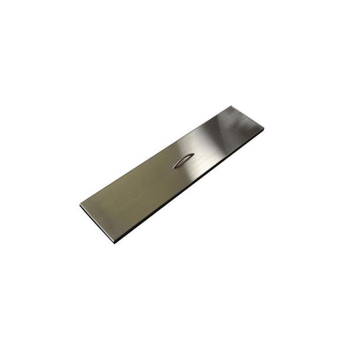 Rectangular stainless steel fire pit cover with oval handle cutout