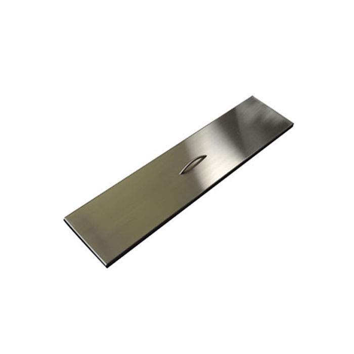 Stainless steel rectangular fire pit cover with cutout handle slot