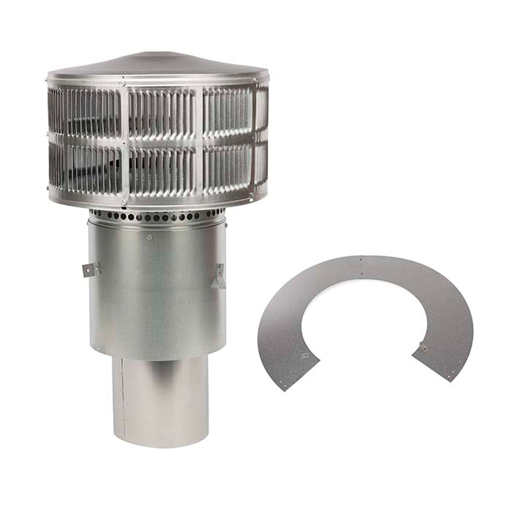 Round termination cap with louvered top and separate storm collar piece