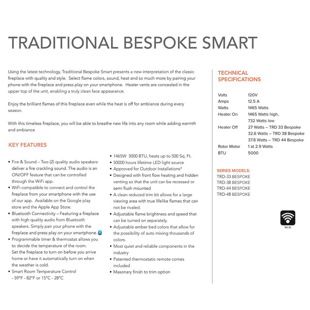 Amantii Traditional Bespoke Smart Electric Fireplace
