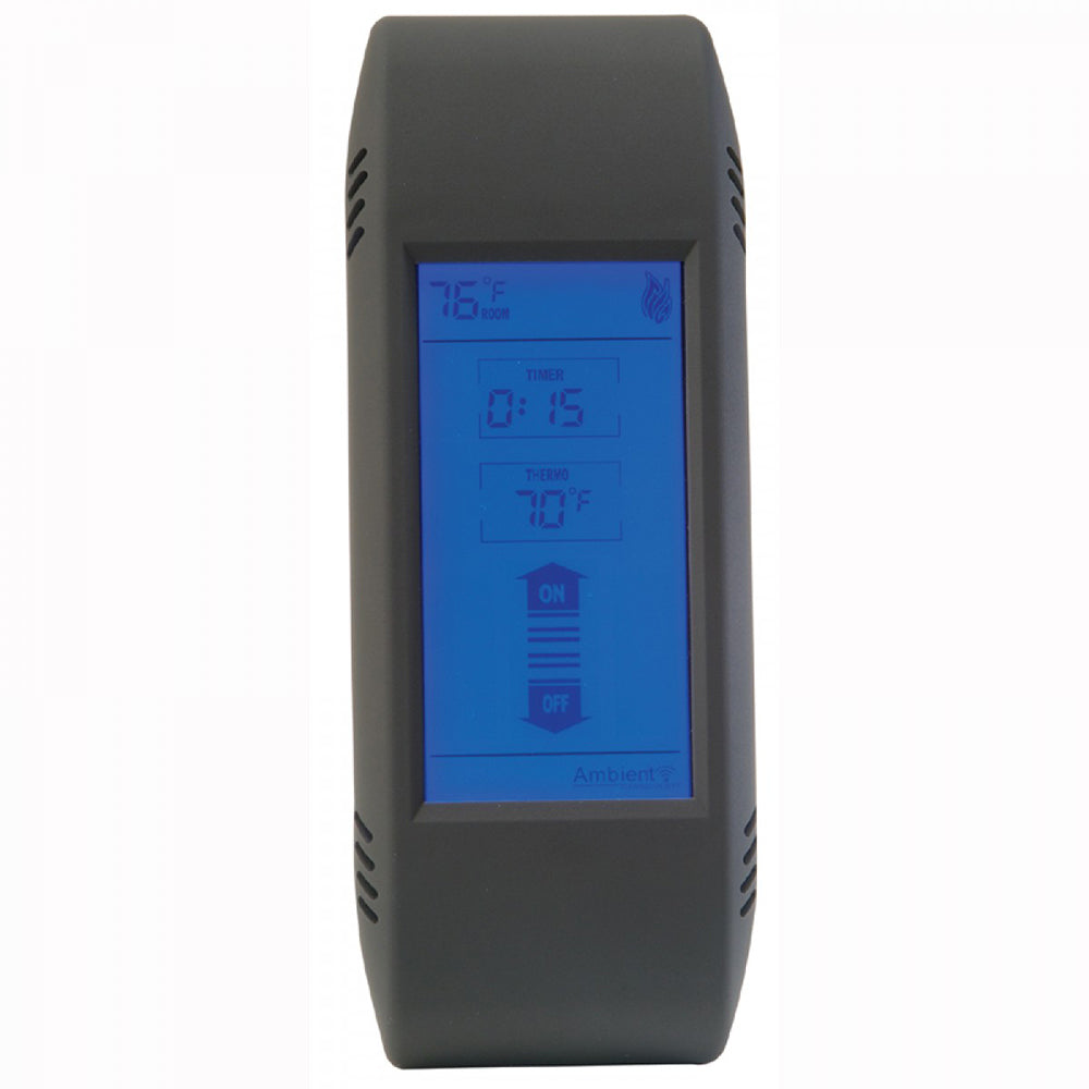 Thermostatic remote control with blue backlit touch screen display