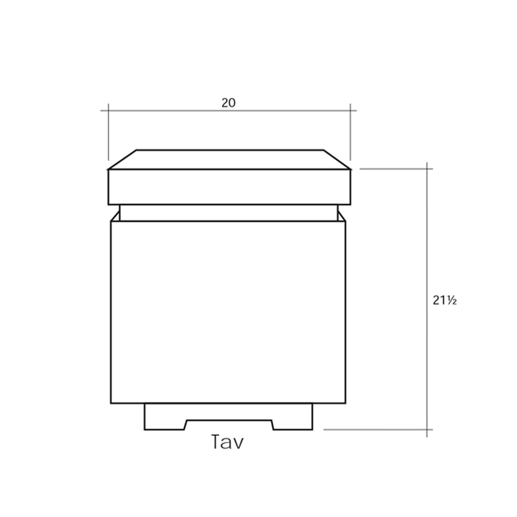 Propane enclosure tav profile with 20 in width and 21.5 in height diagram