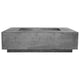 Concrete gas fire pit with rectangular burner opening, dark gray finish, low rectangular base