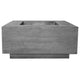 Textured gray concrete gas fire pit with central burner strip opening