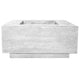 Light gray concrete rectangular gas fire pit with burner opening and base support