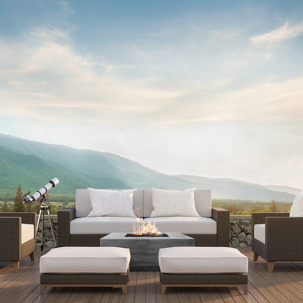 Prism Hardscapes Tavola 7 Concrete Gas Fire Pit, 60x50-Inch